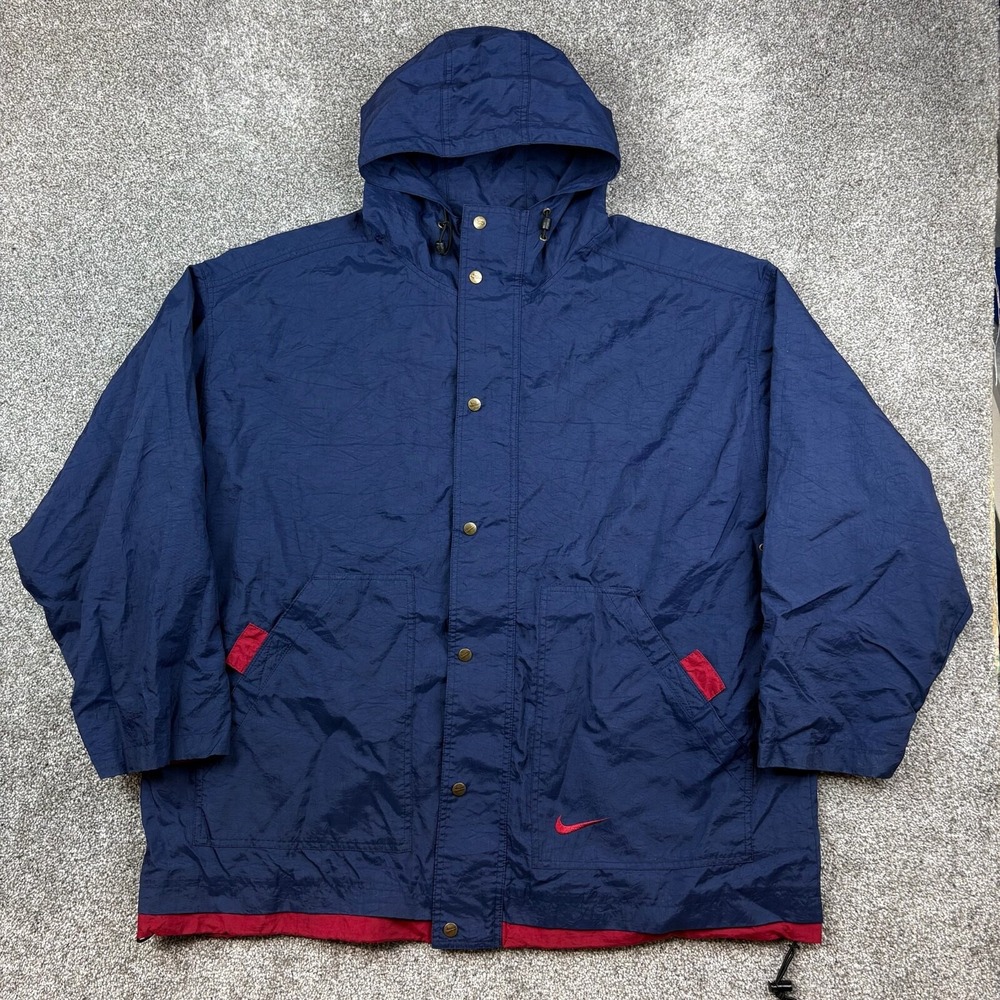 Vintage Nike Windbreaker‎ Jacket Mens XL Blue White Tag Pockets Lightweight Zip